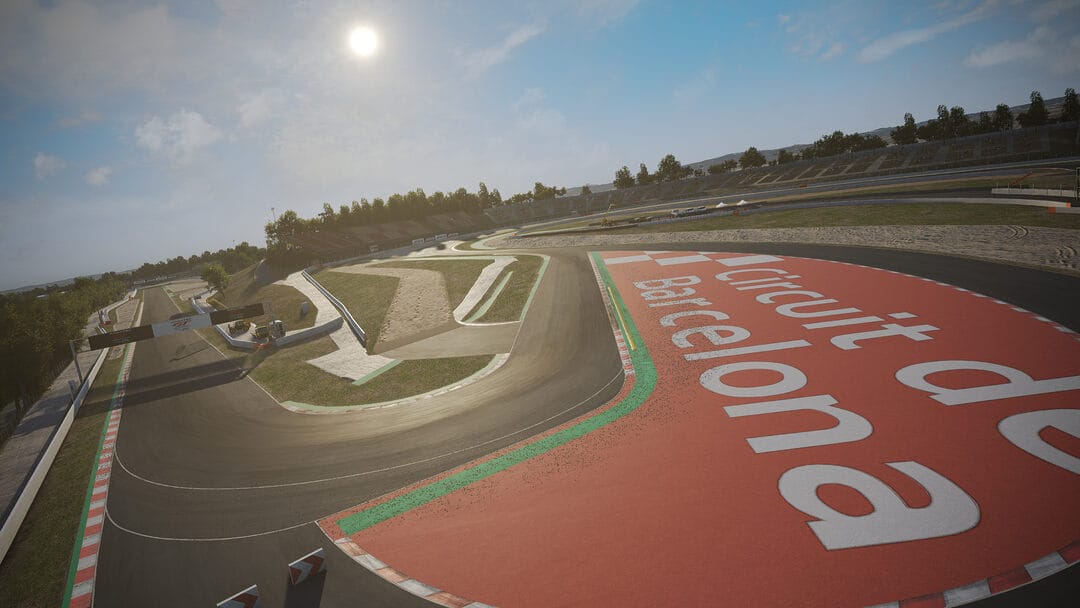 Discover the beauty of Barcelona Circuit from a breathtaking aerial perspective in Assetto Corsa Competizione.
