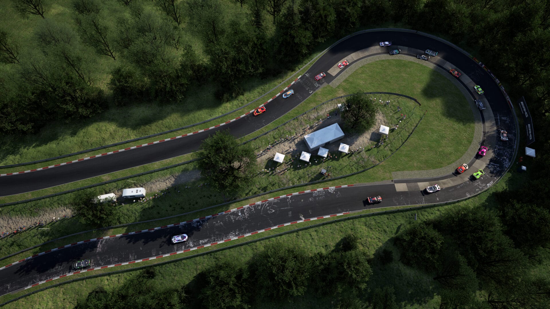 aereal view of Nürburgring 24h Endurance in assetto corsa competizione