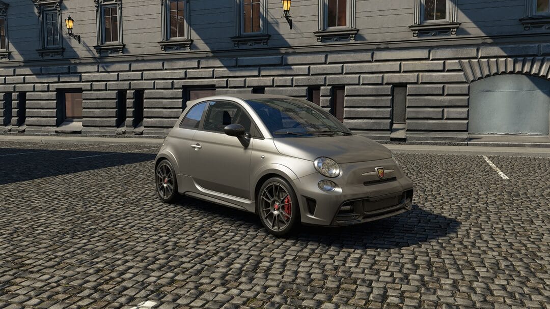 Stationary Abarth 695 Biposto 2022 in broad daylight on acevo video game