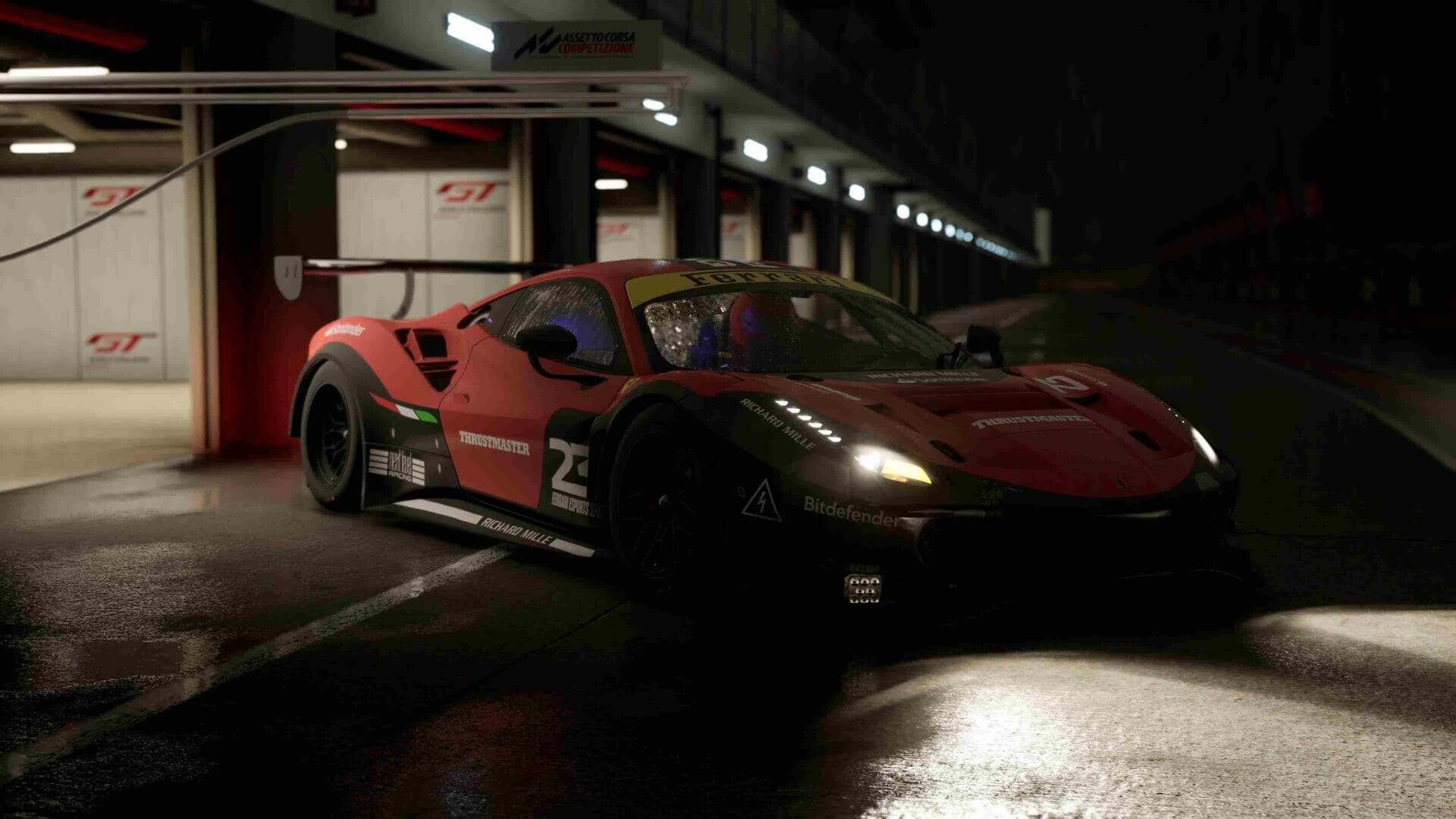 ferrari esports series 2023 night time at box in assetto corsa competizione